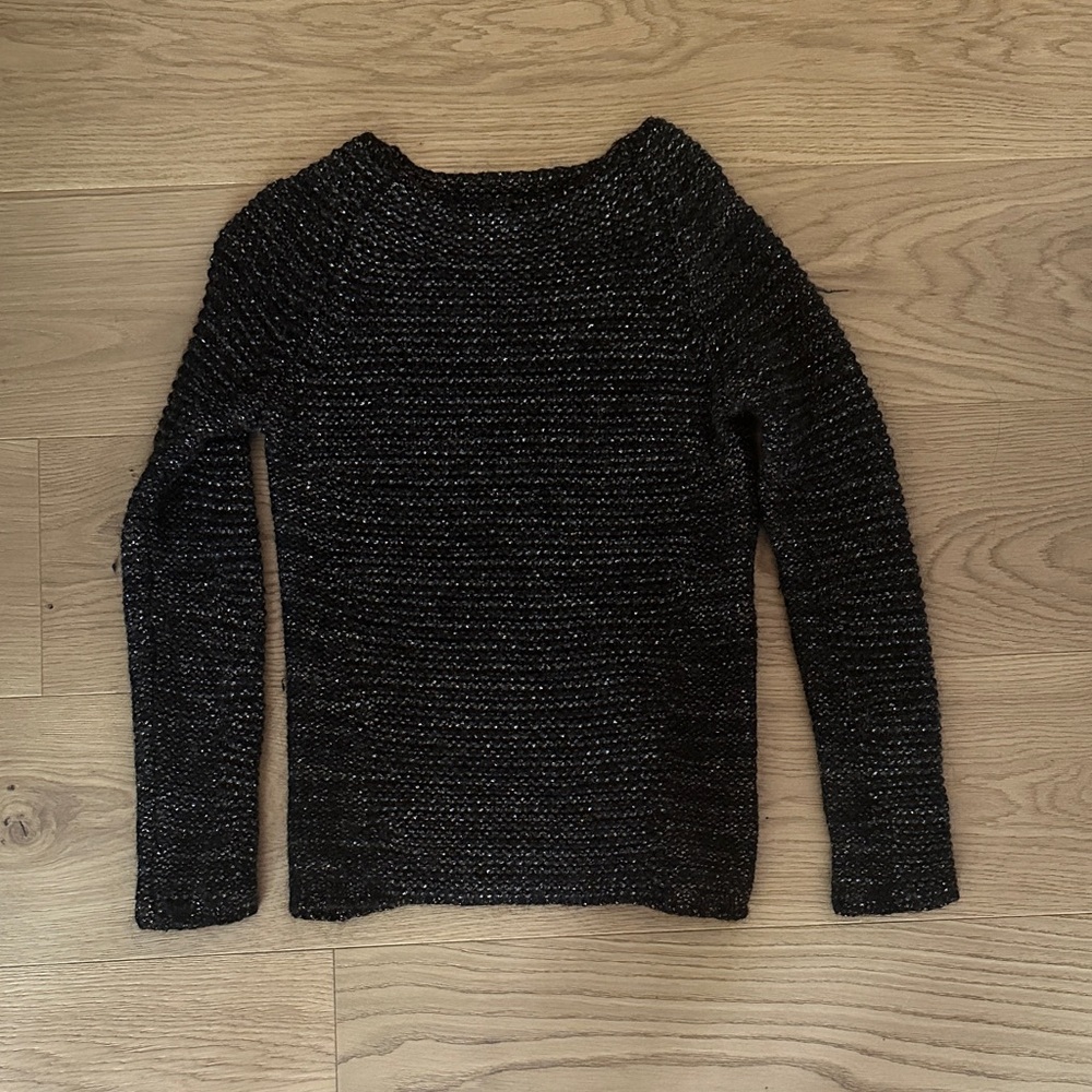 Maje Black Metallic Crewneck Sweater